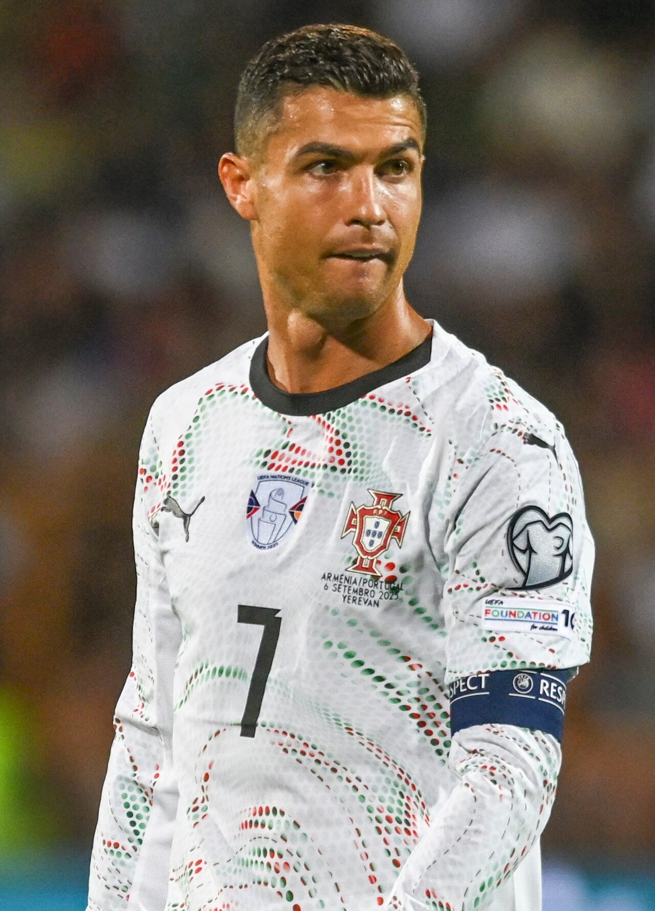 Cristiano Ronaldo of Portugal celebrating a goal in Yerevan, September 6, 2025