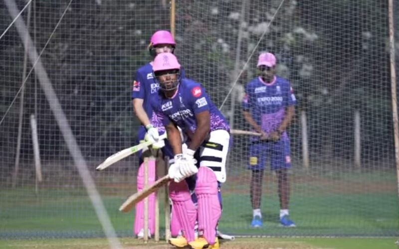 Sanju Samson batting in the nets